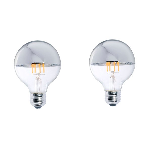 Bulbrite 40W Equivalent Warm White Light G25 Dimmable LED Half Chrome Light Bulb, 2PK 861425